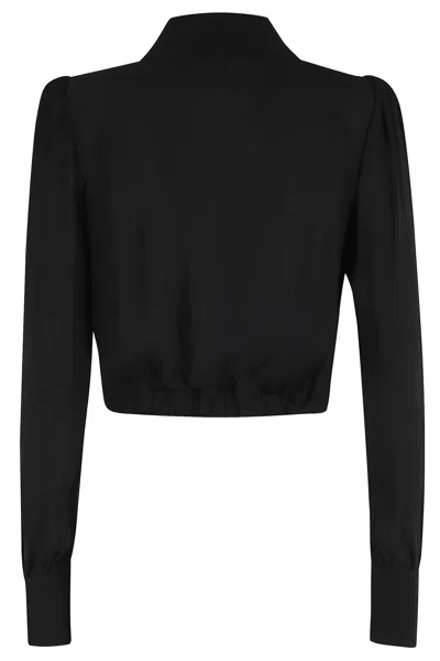 Elisabetta Franchi Blouse In Georgette Fabric With Jewel Detail In Black