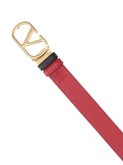 Valentino Adjustable Reversible Leather Belt With Gold-tone Buckle