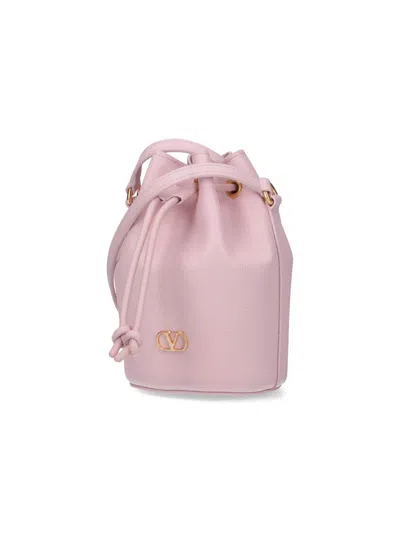 Valentino Garavani Bucket Bag With Gold-tone Hardware And Textured Finish In Nude