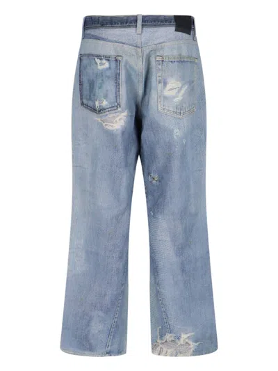Our Legacy High Waist Wide Leg Distressed Jeans In Blue