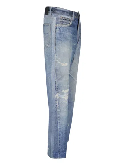 Our Legacy High Waist Wide Leg Distressed Jeans In Blue