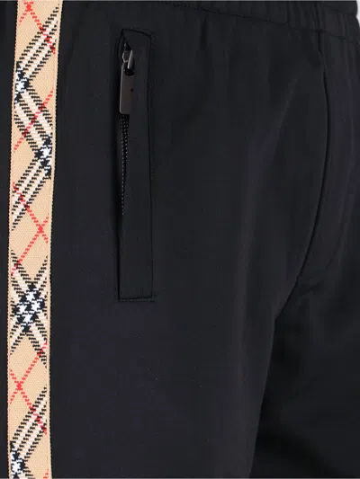 Burberry Straight Trousers With Elastic Waistband And Side Stripe In Black