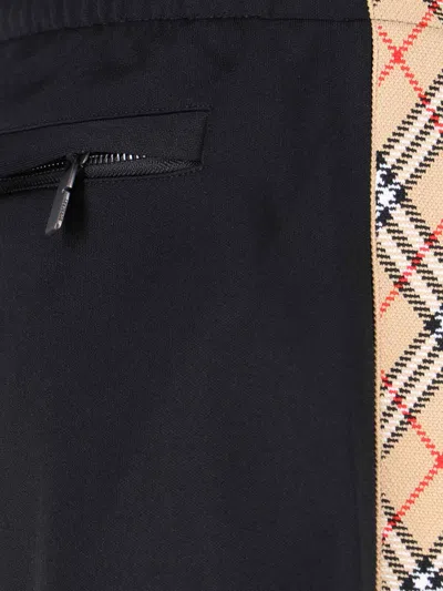 Burberry Straight Trousers With Elastic Waistband And Side Stripe In Black