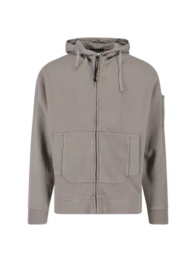 C.p. Company Hooded Sweatshirt With Pockets And Drawstring In Gray