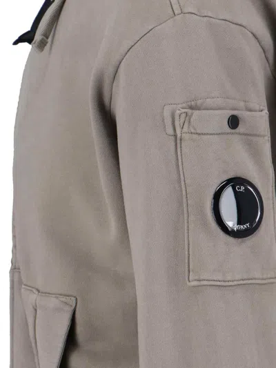 C.p. Company Hooded Sweatshirt With Pockets And Drawstring In Gray