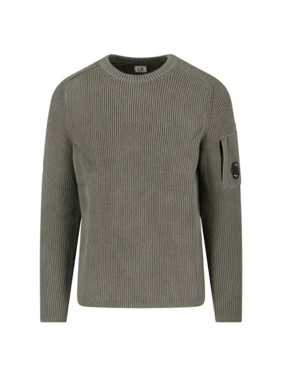 C.p. Company Crewneck Sweater With Arm Pocket And Ribbed Texture