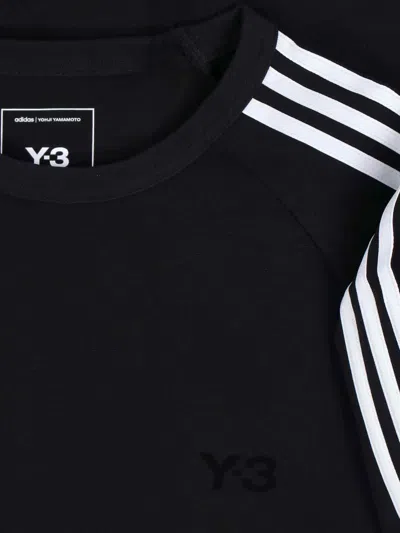 Y-3 Three-stripe Long-sleeve T-shirt In Blue