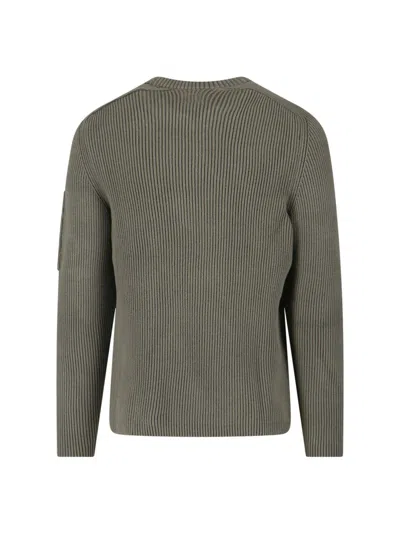 C.p. Company Crewneck Sweater With Arm Pocket And Ribbed Texture