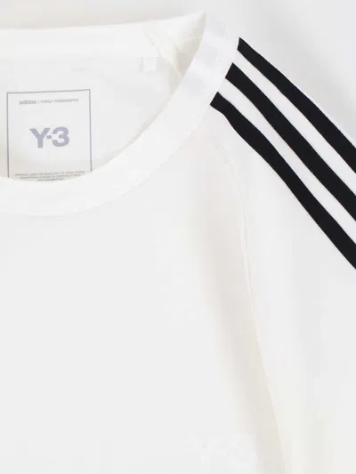 Y-3 Crew Neck Striped Raglan Sleeves Top In White