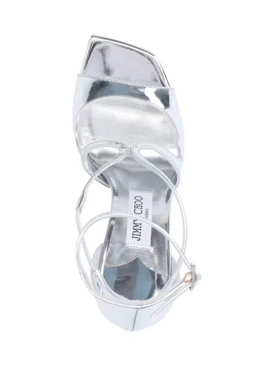 Jimmy Choo Azia 95 Metallic Leather Sandals