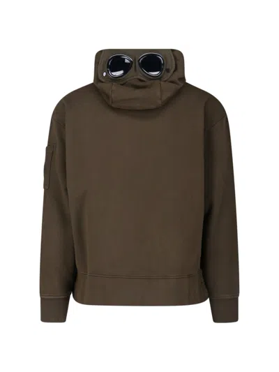 C.p. Company Hooded Sweatshirt With Pockets And Sleeve Detail In Brown