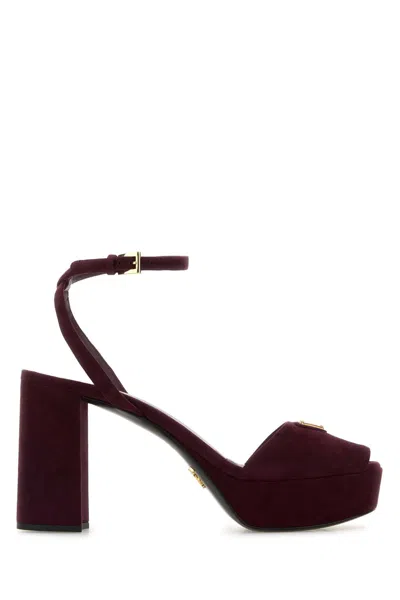 Prada Tyrian Purple Suede Sandals