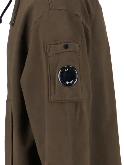 C.p. Company Hooded Sweatshirt With Pockets And Sleeve Detail In Brown