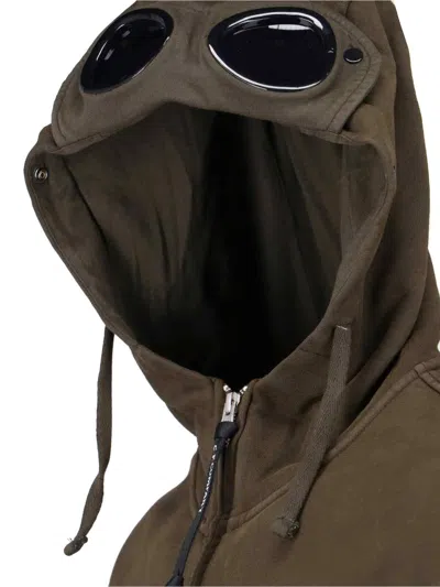C.p. Company Hooded Sweatshirt With Pockets And Sleeve Detail In Brown