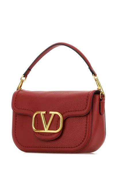 Valentino Leather Shoulder Bag Top Handle In Red
