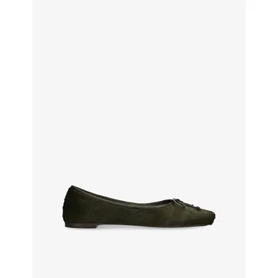 Khaite Womens Green Charlotte Leather Ballet Flats Eur 38/5 Uk