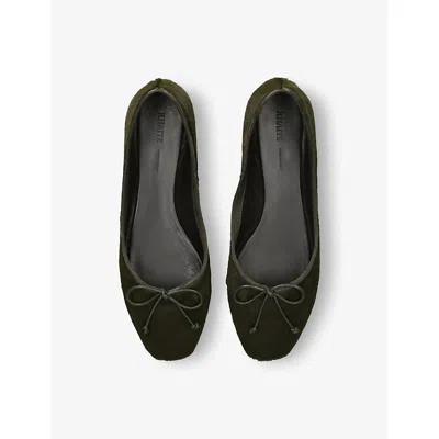 Khaite Womens Green Charlotte Leather Ballet Flats Eur 38/5 Uk