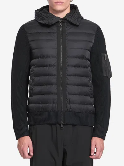 Moncler Mens Black Hybrid Padded Knitted Cardigan Xxl