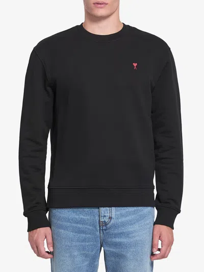 Ami Alexandre Mattiussi Black Crewneck Sweatshirt With Adc Embroidery In Cotton Blend Man In Black