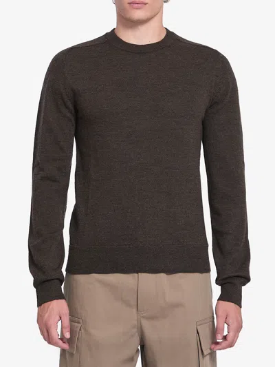 Maison Margiela Men Wool Sweater With Patches On Elbow In Brown