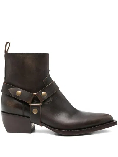 Golden Goose "debbie" Distressed Leather Upper With Removable Accessory Boots Shoes