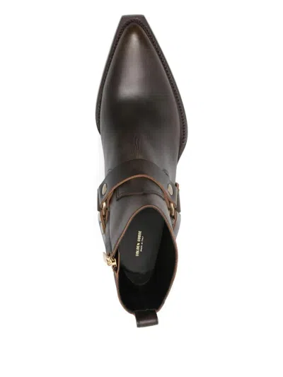 Golden Goose "debbie" Distressed Leather Upper With Removable Accessory Boots Shoes