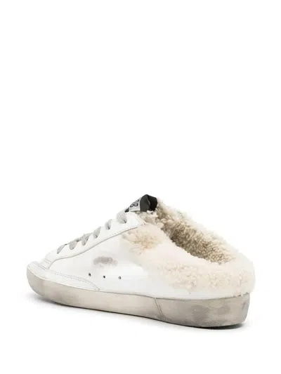 Golden Goose "super Star" Sabot Leather Upper Glitter Star Shearling Lining Shoes
