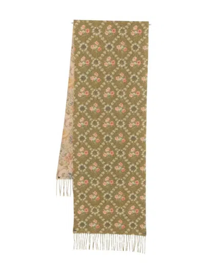 Pierre-louis Mascia Kievnew Floral-pattern Fringed Scarf In Green