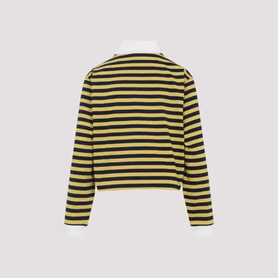 Miu Miu Contrast Collar Striped Cotton Polo
