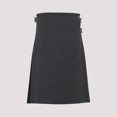 Prada Dark Grey Pleated Skirt In Gray