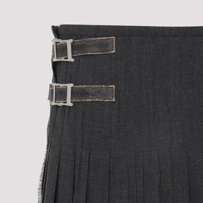 Prada Dark Grey Pleated Skirt In Gray