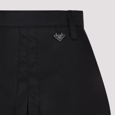 Prada Pleated Recycled Polyamide Skirt With Tailored Fit In Black