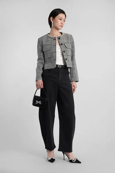 Self-portrait High-waisted Relaxed Fit Black Jeans In Black