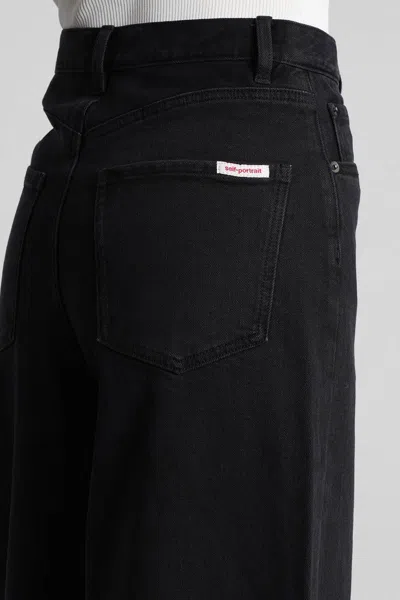 Self-portrait High-waisted Relaxed Fit Black Jeans In Black