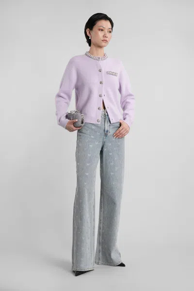 Self-portrait Light-blue Wide-leg Cotton Jeans With Bow In Blue