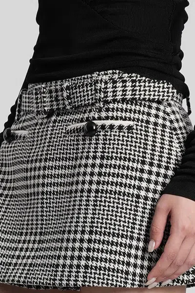 Self-portrait Houndstooth Wool Blend Mini Skirt In Black