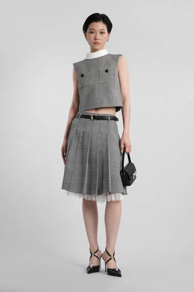 Self-portrait Prince Of Wales Check Top In Gray