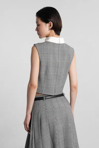 Self-portrait Prince Of Wales Check Top In Gray