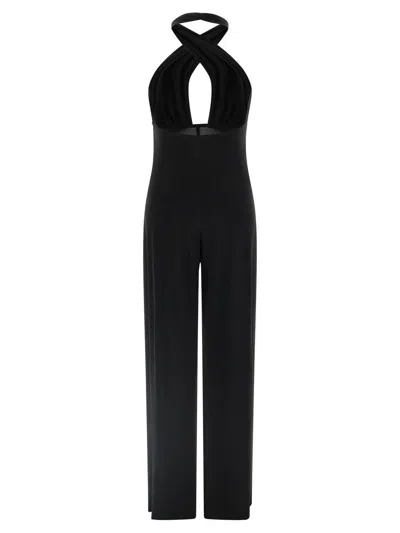 Norma Kamali Cross Halter Straight Leg Jumpsuit