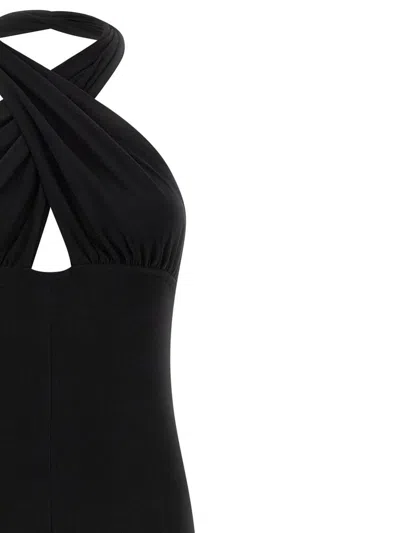 Norma Kamali Cross Halter Straight Leg Jumpsuit
