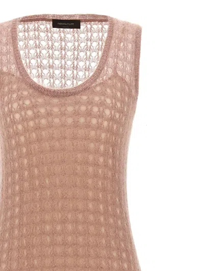 Fabiana Filippi Sleeveless Knit Dress Round Neckline In Brown