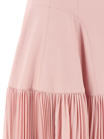 Giovanni Bedin Pleated-skirt Square-neck Maxidress In Pink