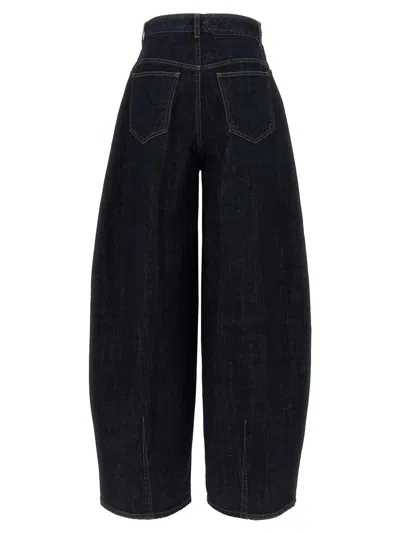 Jacquemus Ovalo Denim Trousers Featuring Pockets In Black