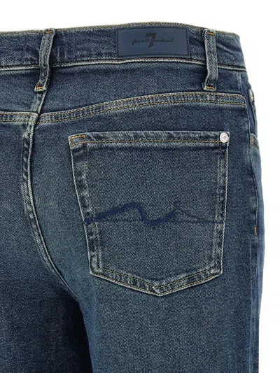 7 For All Mankind Faded Effect Cropped Jeans In Blue