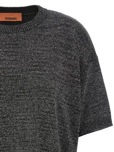 Missoni Metallic Crew Neck Knitwear T-shirt In Gray