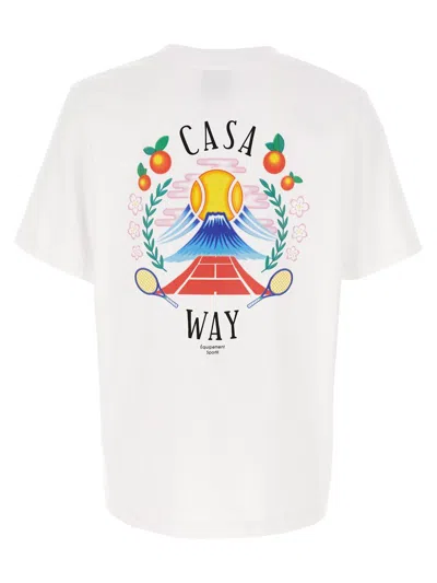 Casablanca T-shirt Girocollo Con Logo Sul Fronte In Cotone Bianca Uomo