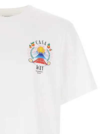 Casablanca T-shirt Girocollo Con Logo Sul Fronte In Cotone Bianca Uomo