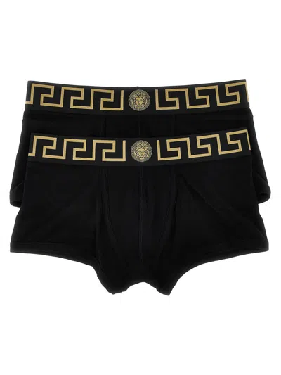 Versace 'greca' 2-pack Boxers In Black