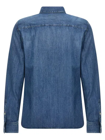 Polo Ralph Lauren Blue Shirt With Classic Collar And Pony Embroidery On The Front In Denim Woman In Blue