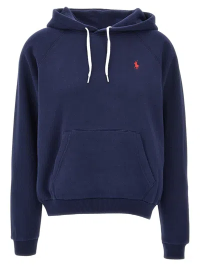 Polo Ralph Lauren Logo Embroidery Hoodie Sweatshirt Blue In Blue